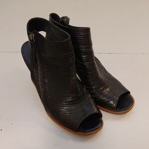 Paul Green Black Woven Block Heel Sandals